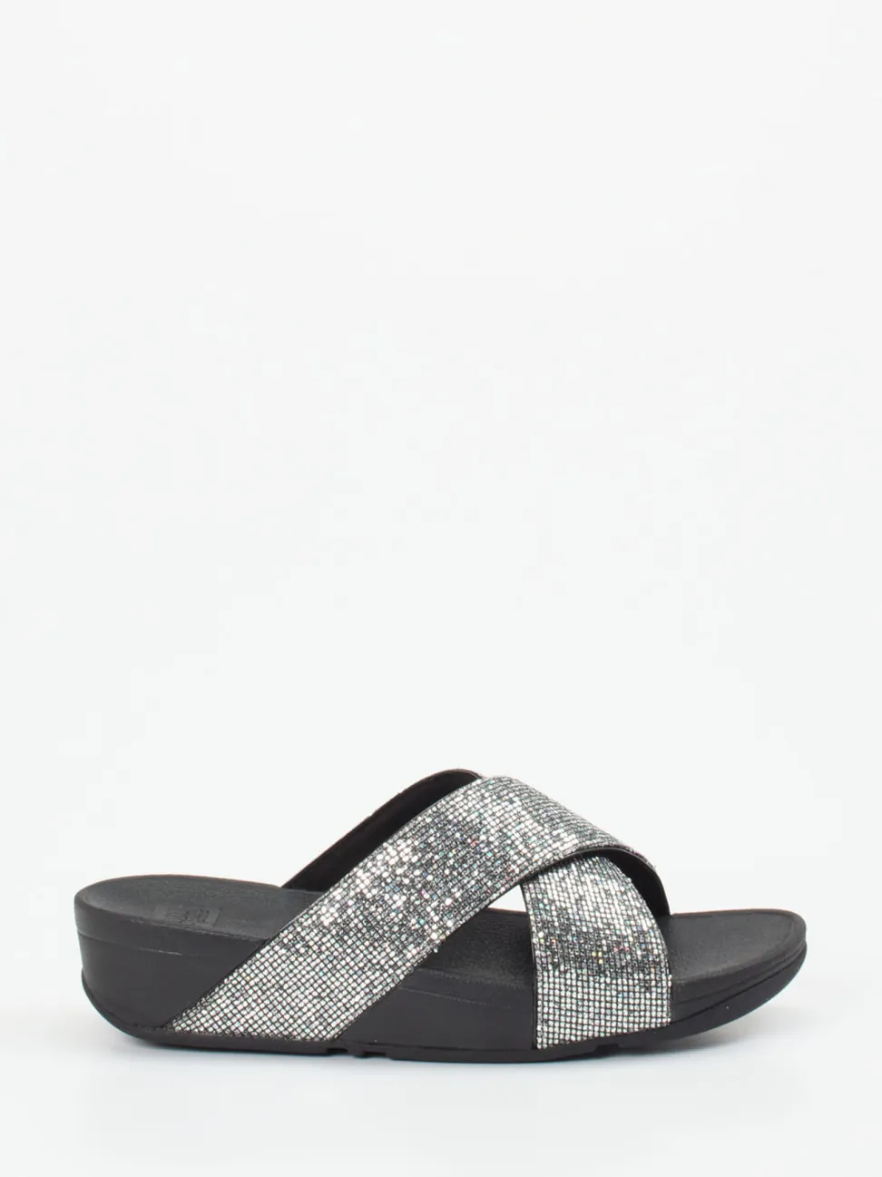 FitFlop – Pantolette aus Metallicleder in Schwarz
