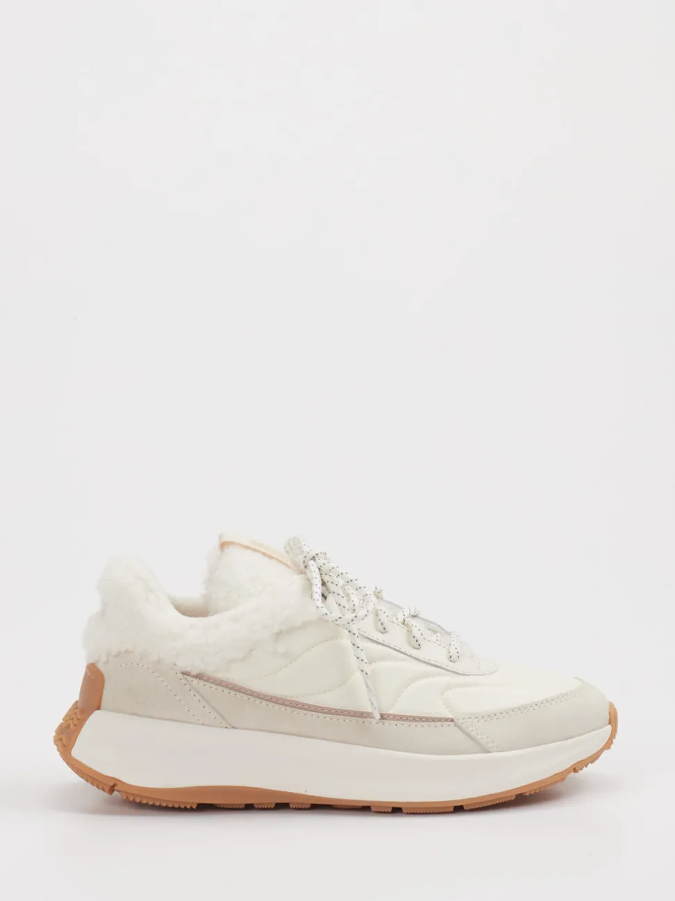 FitFlop – Winter-Sneaker aus Leder-Textil-Mix beige