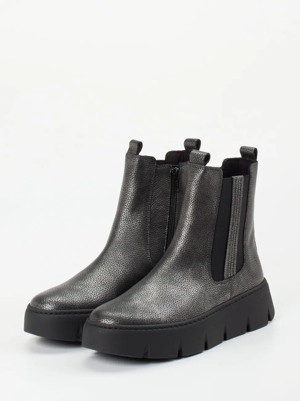 Gabor – Chelsea Boots aus Leder in Metallic-Optik