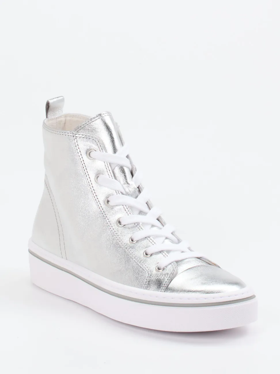 Gabor – High-Top-Sneaker aus Metallicleder silber