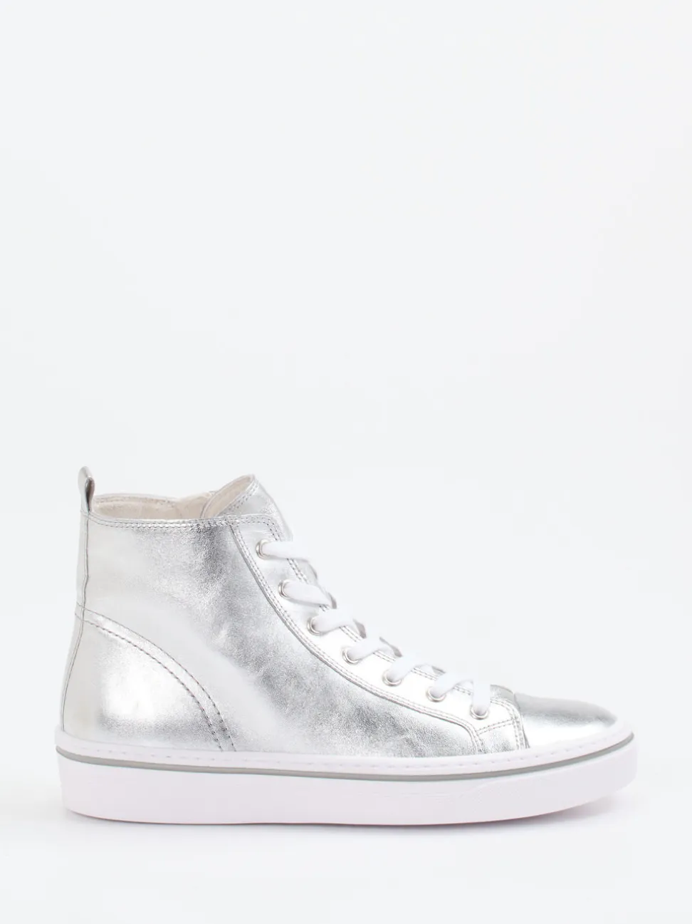 Gabor – High-Top-Sneaker aus Metallicleder silber