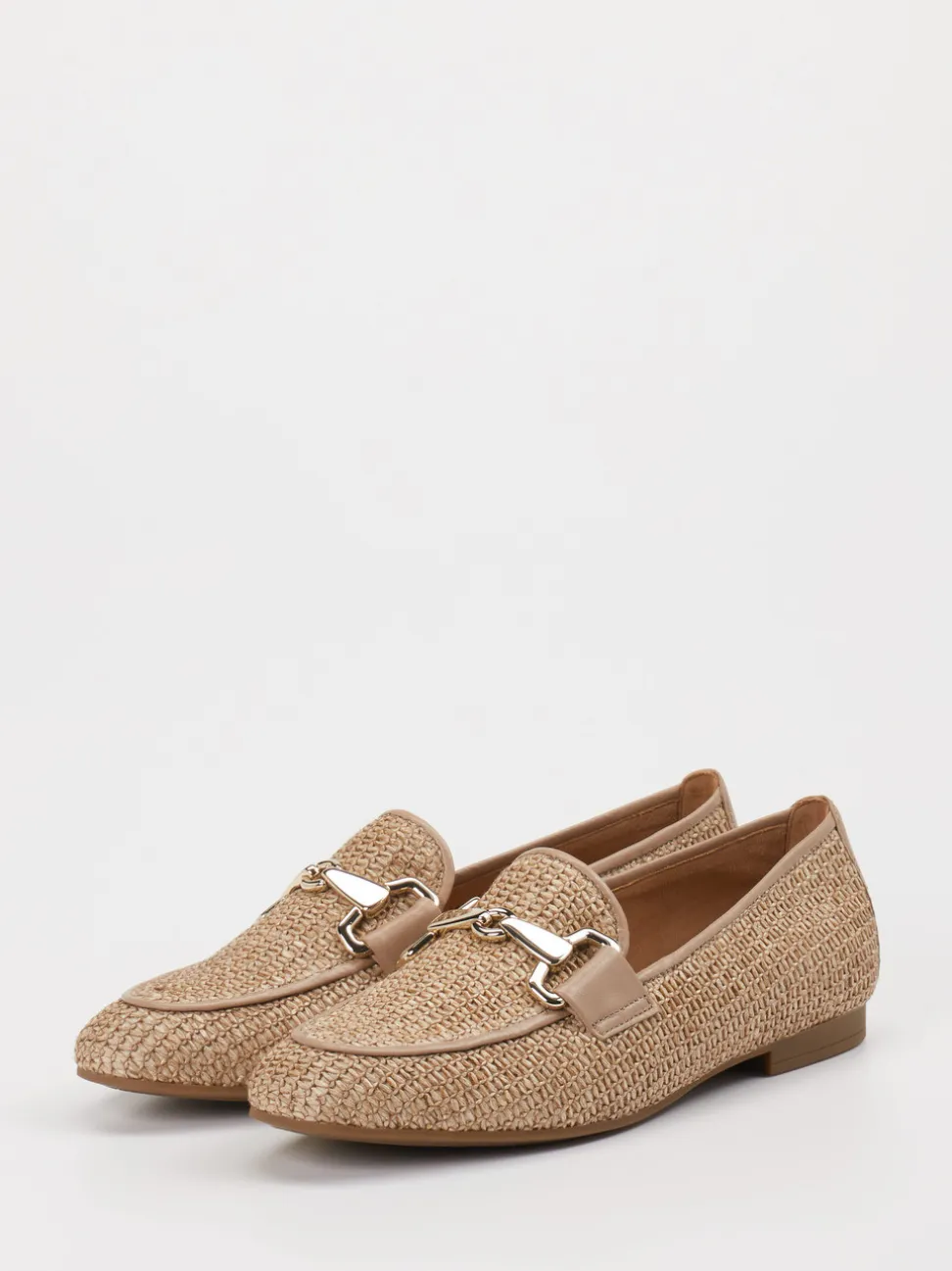 Gabor – Loafer aus Textil in Beige geflochten