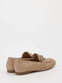 Gabor – Loafer aus Textil in Beige geflochten