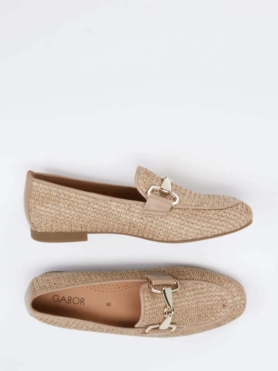 Gabor – Loafer aus Textil in Beige geflochten