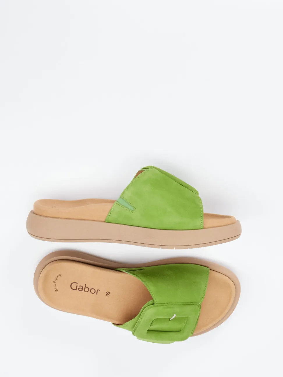 Gabor – Pantolette aus Veloursleder in Grün