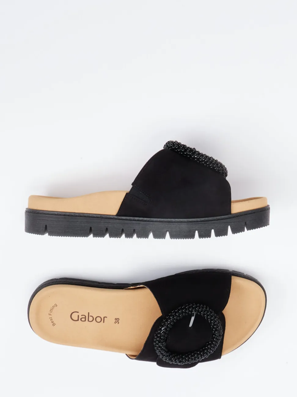 Gabor – Pantolette aus Veloursleder Schwarz