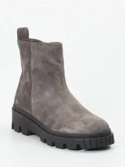Gabor – Stiefelette aus Veloursleder in Steingrau