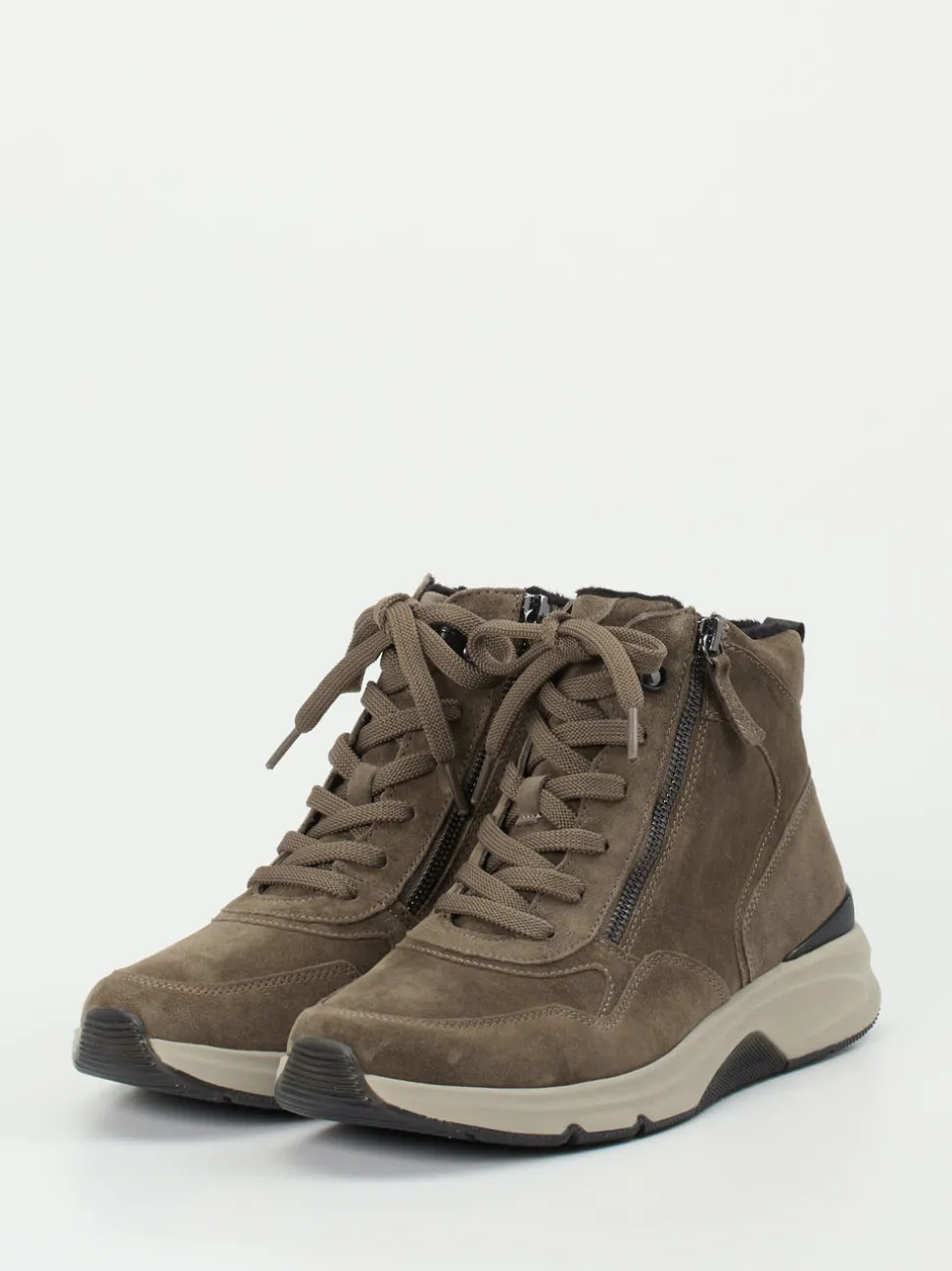 Gabor Comfort – High-Top-Sneaker aus Veloursleder Taupe