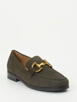 Gabor Comfort – Loafer aus Veloursleder olivgrau