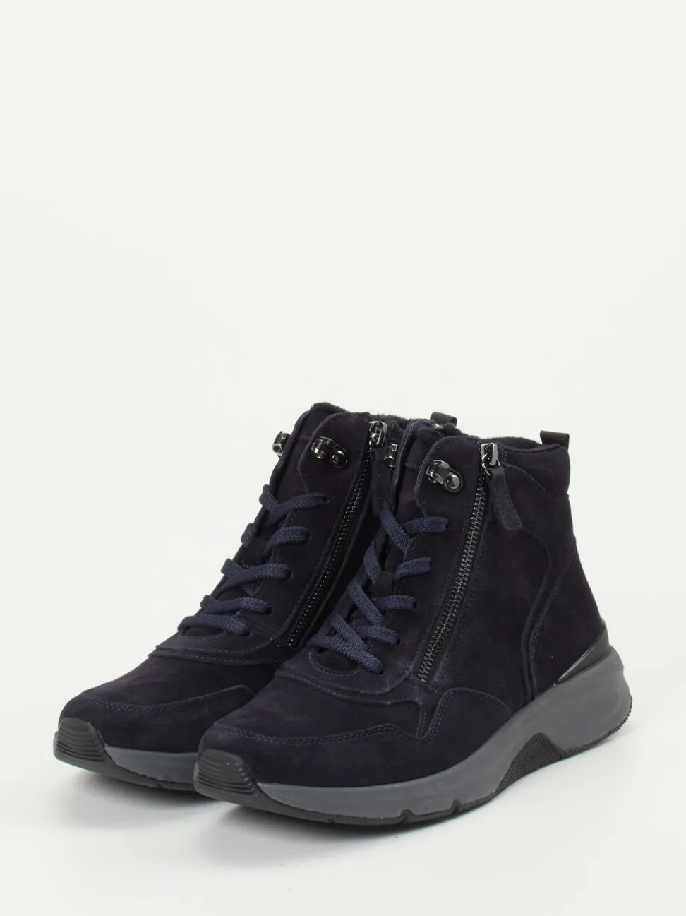 Gabor Comfort – Schnürstiefelette aus Veloursleder blau
