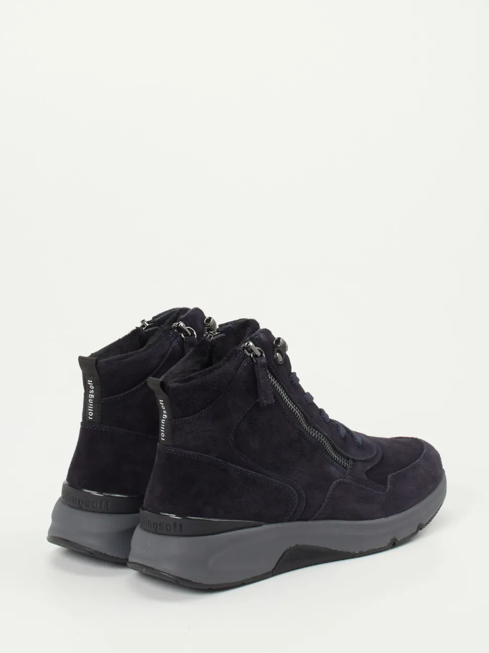 Gabor Comfort – Schnürstiefelette aus Veloursleder blau