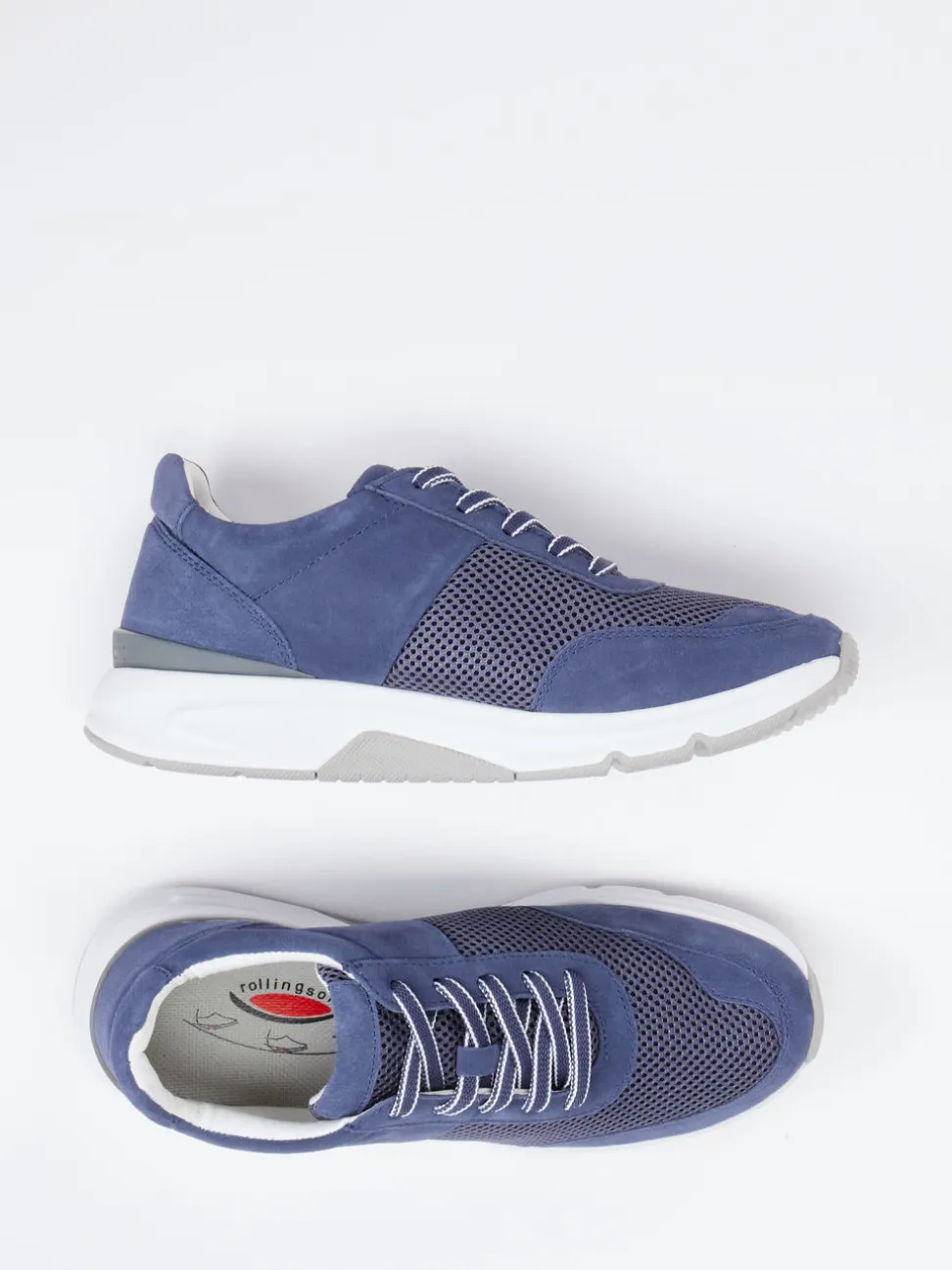 Gabor Comfort – Sneaker aus Veloursleder und Mesh blau
