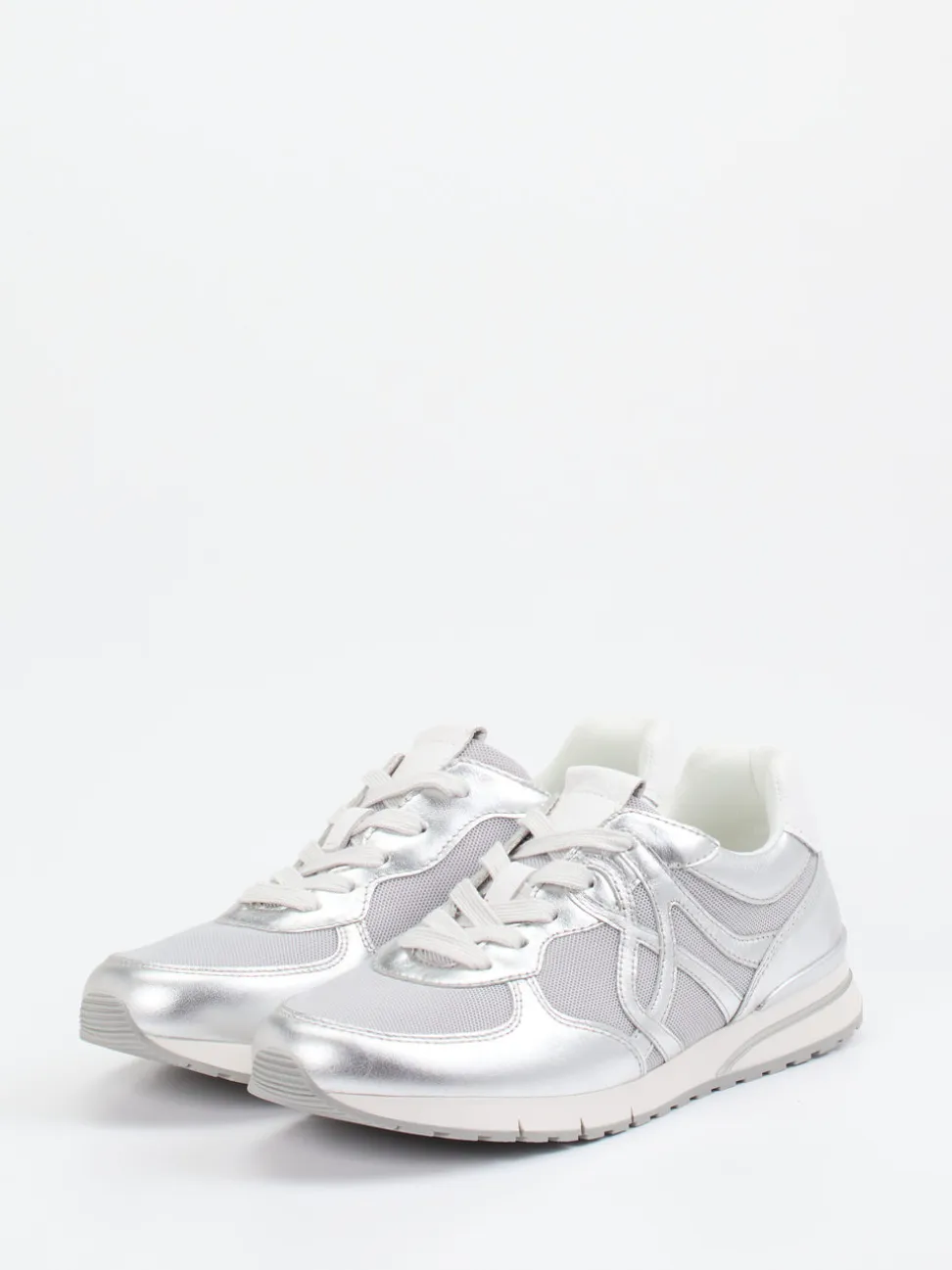 Gabor Comfort – Sneaker aus Metallicleder silber