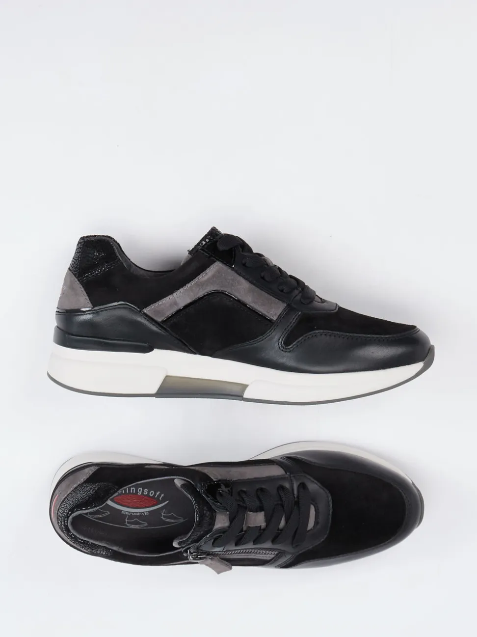 Gabor Comfort – Sneaker aus Veloursleder schwarz