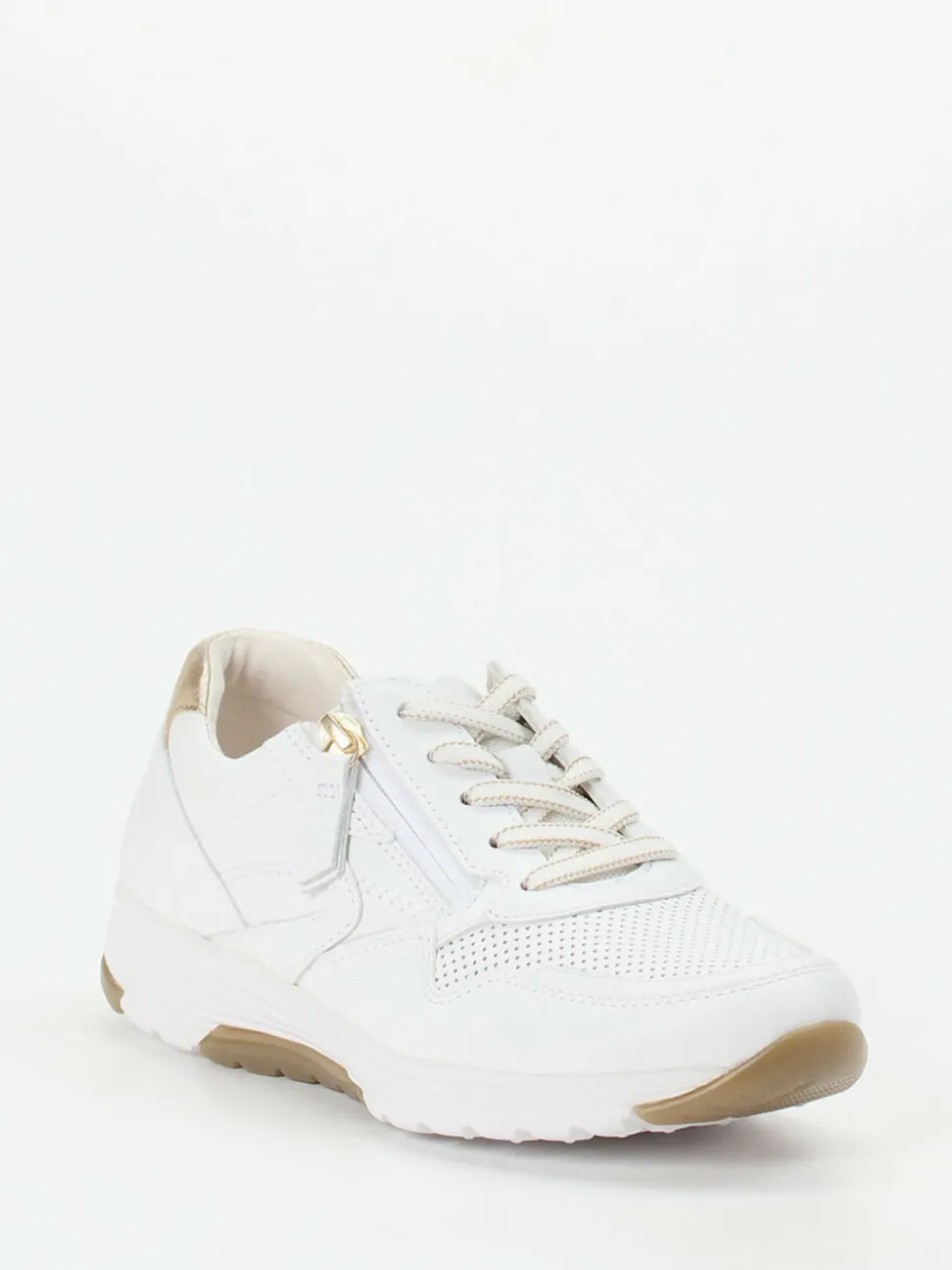 Gabor Comfort – Sneaker aus Kalbleder Weiß-Gold