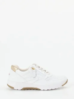 Gabor Comfort – Sneaker aus Kalbleder Weiß-Gold