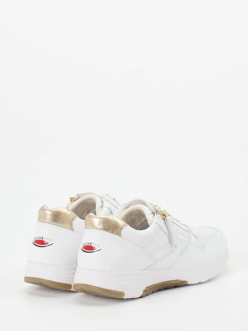 Gabor Comfort – Sneaker aus Kalbleder Weiß-Gold