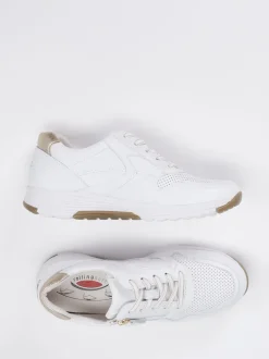 Gabor Comfort – Sneaker aus Kalbleder Weiß-Gold