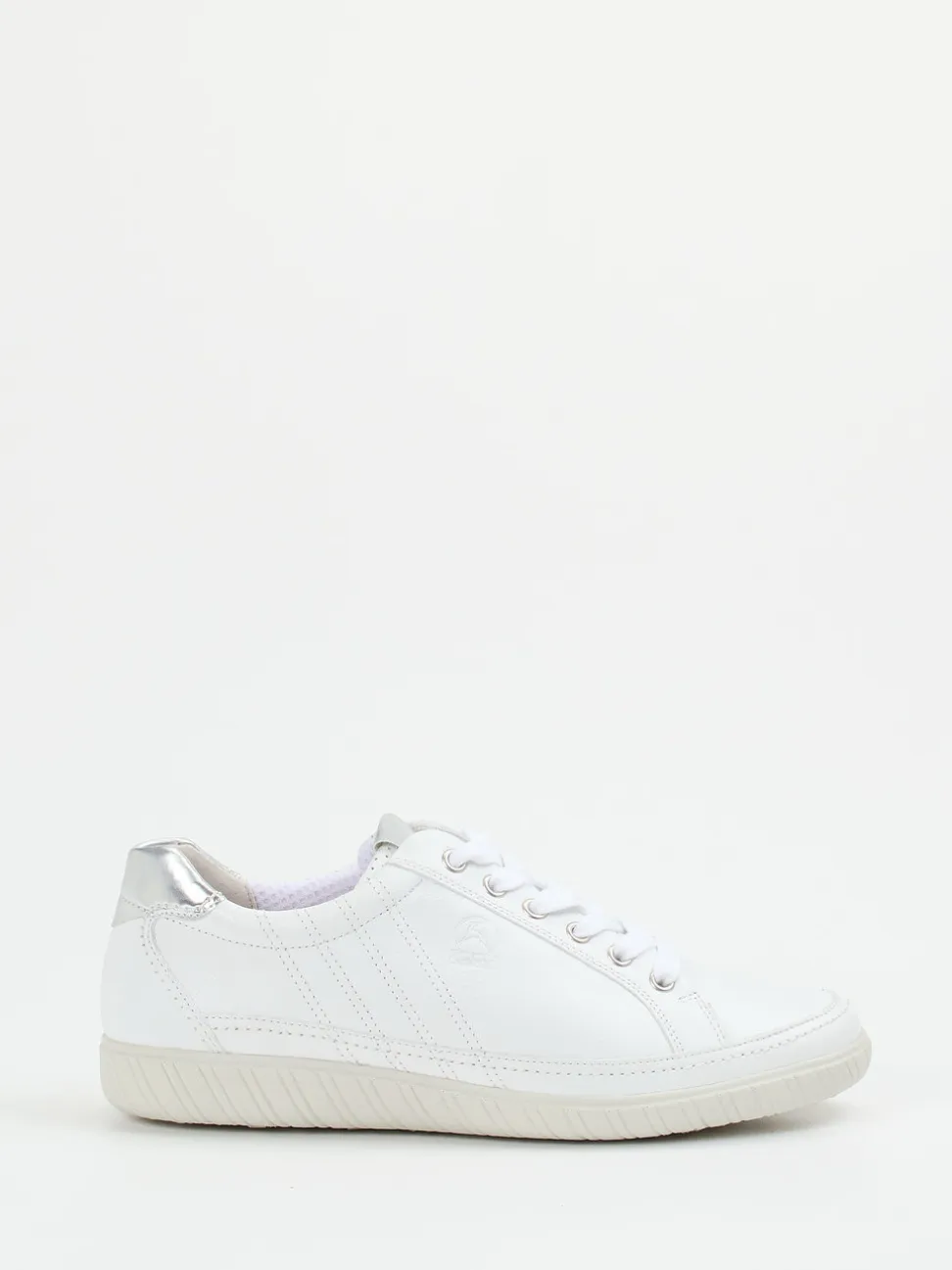 Gabor Comfort – Sneaker aus Kalbleder Weiß Silber