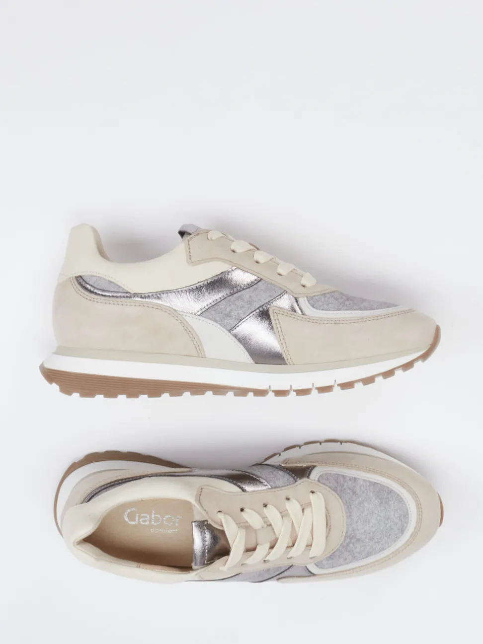 Gabor Comfort – Sneaker aus Veloursleder beige