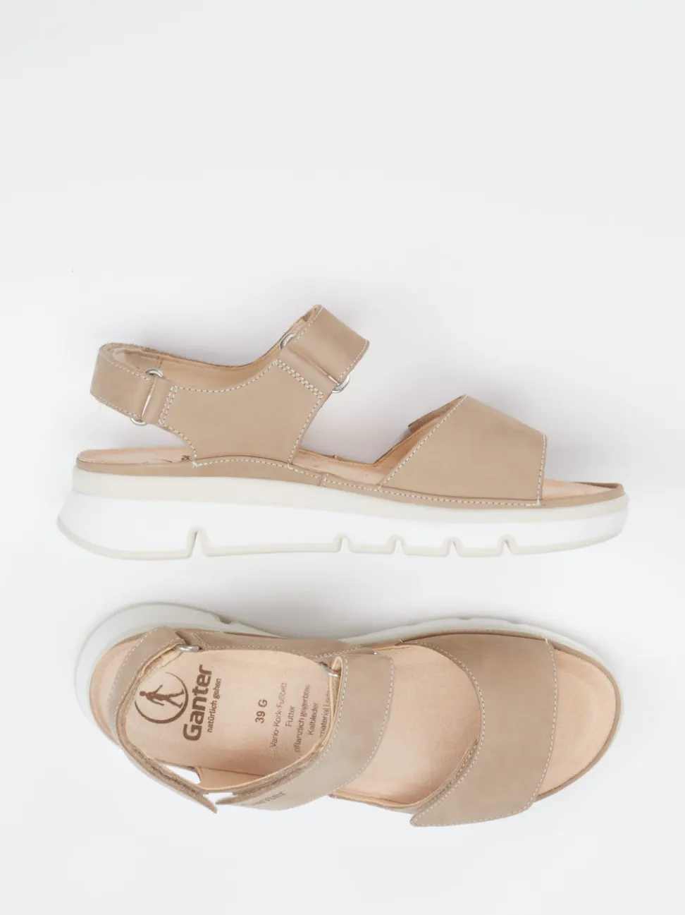 Ganter – Komfortsandale aus Nubukleder Beige