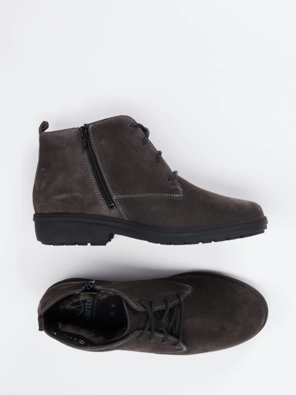 Ganter – Schnürstiefelette aus Veloursleder grau