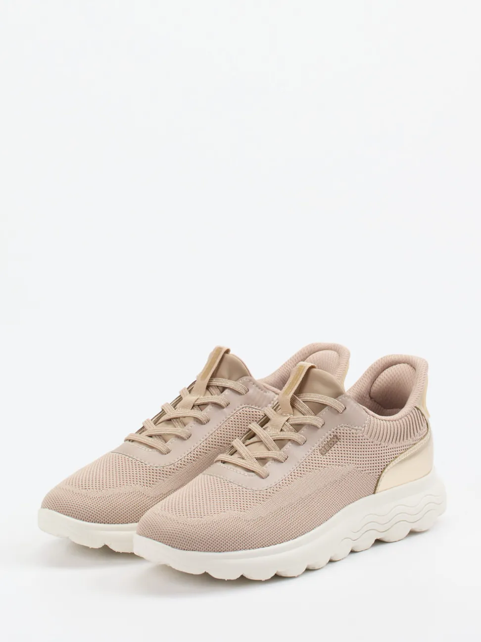 Geox – Sneaker aus Textil in Beige mit Gold-Detail