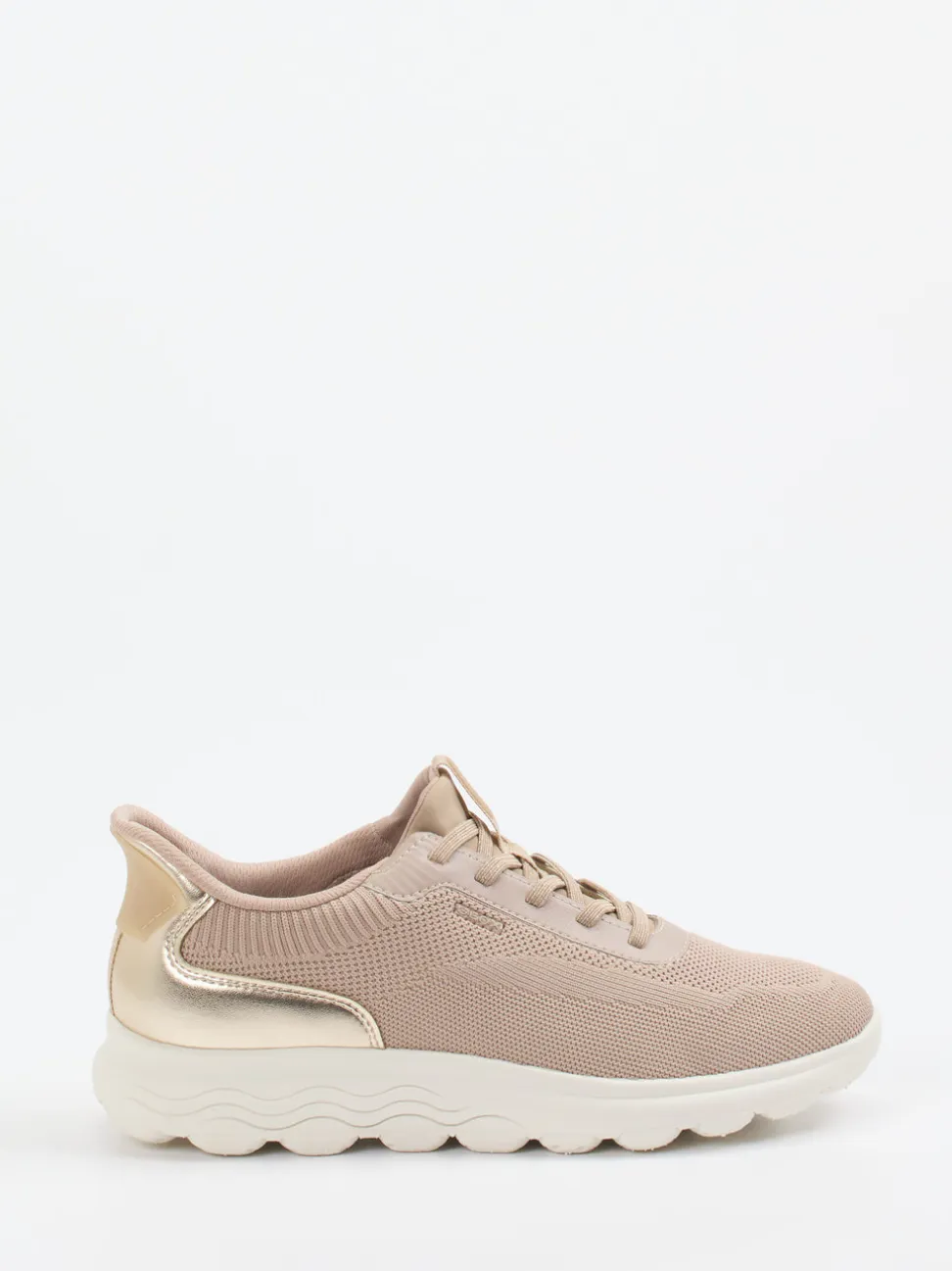 Geox – Sneaker aus Textil in Beige mit Gold-Detail