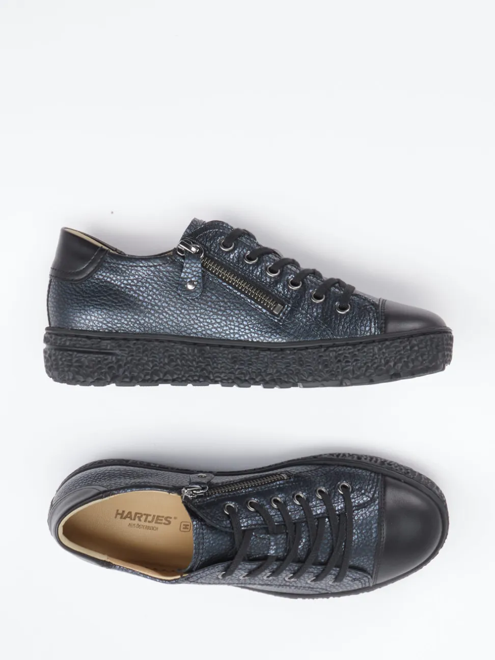 Hartjes – Komfort-Sneaker aus Leder in Metallic-Blau