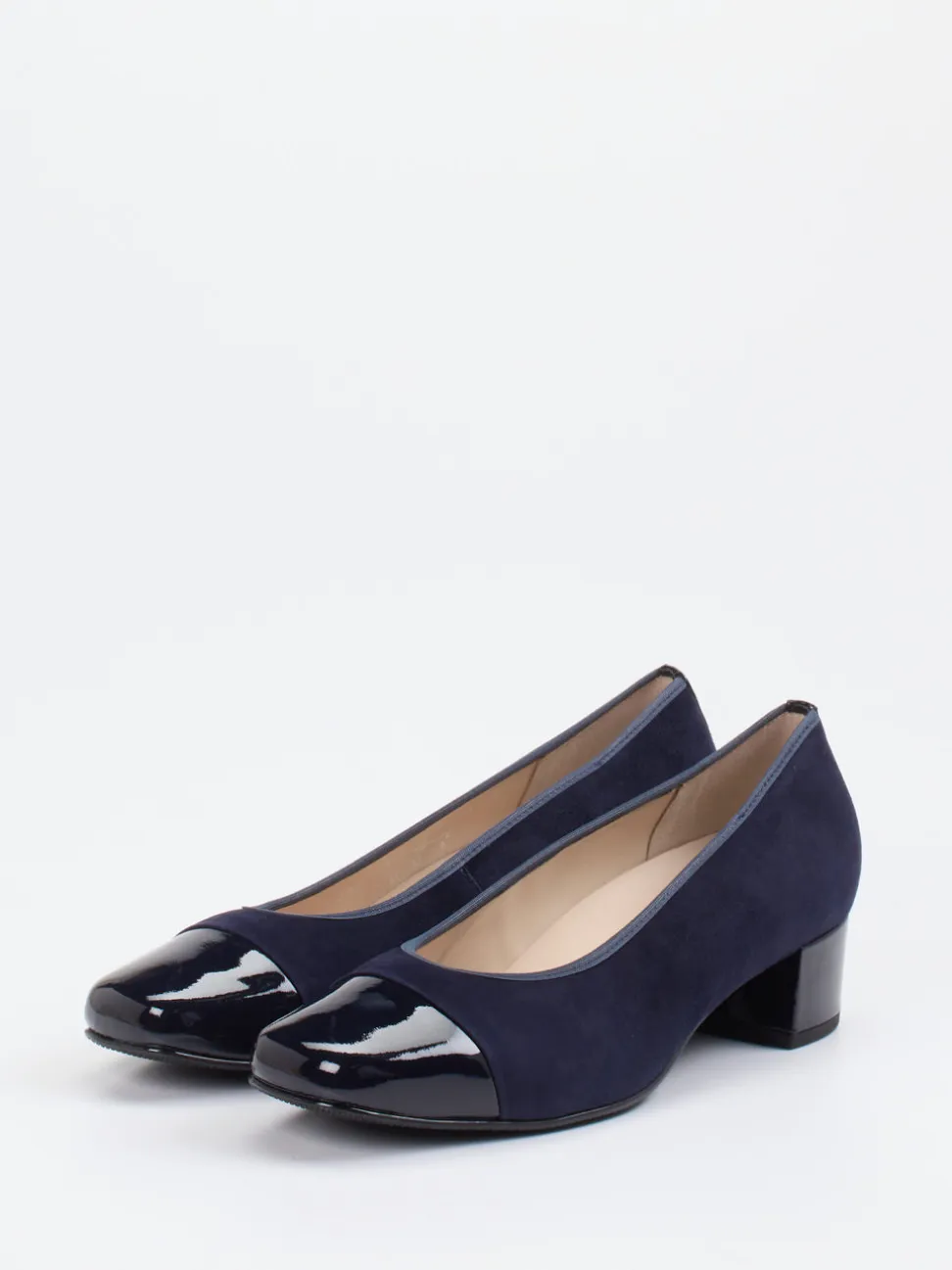 Hassia – Pumps aus Veloursleder und Lack in Blau