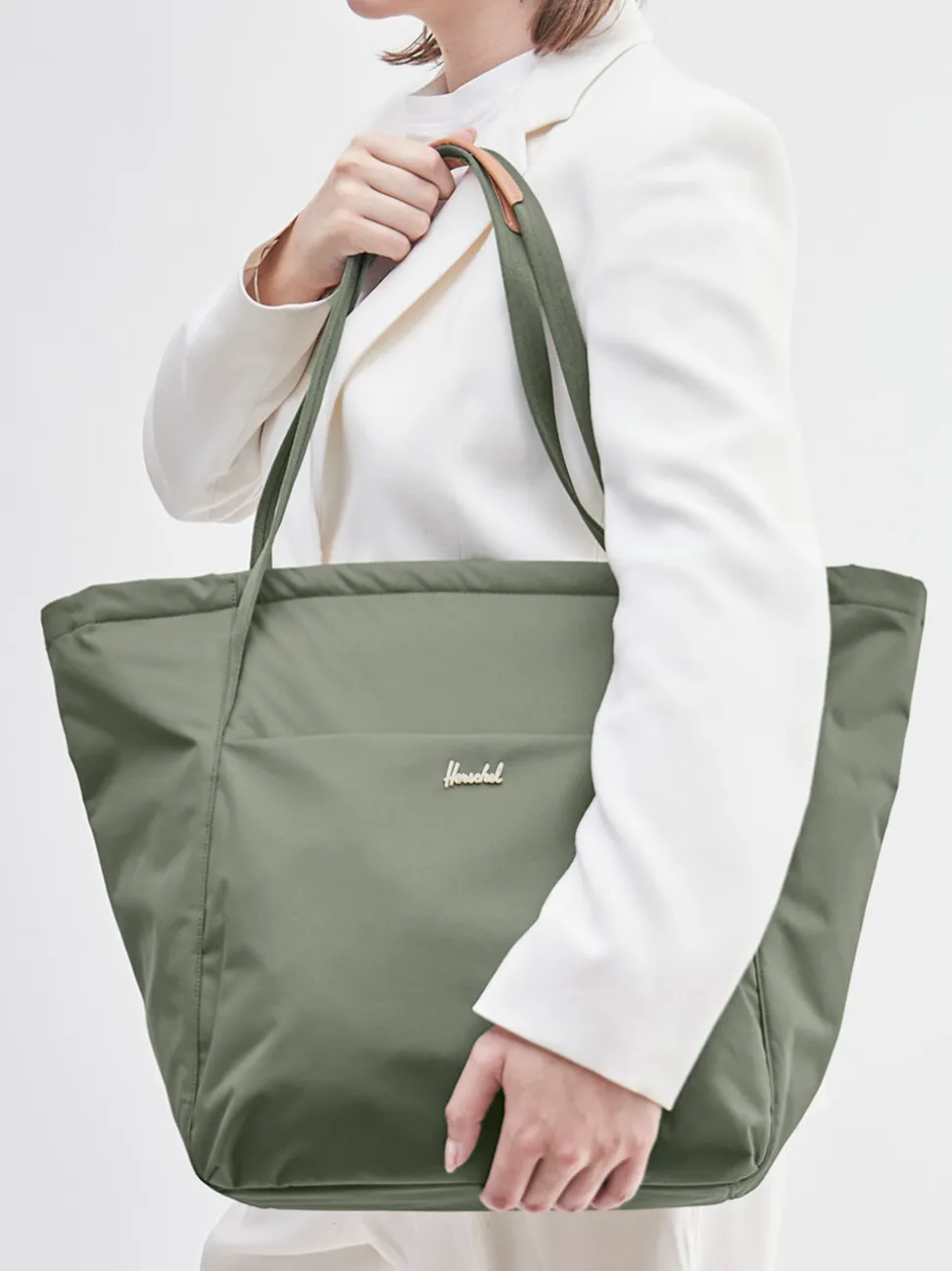 Herschel – Shopper-Tasche aus Textil in Olivgrün
