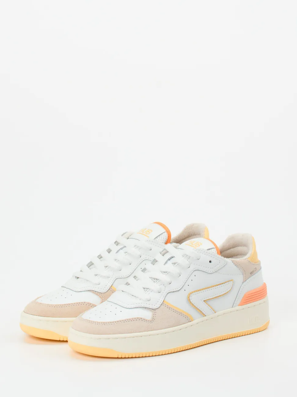 HUB – Low-Top Sneaker aus Kalbleder Weiß Pastell