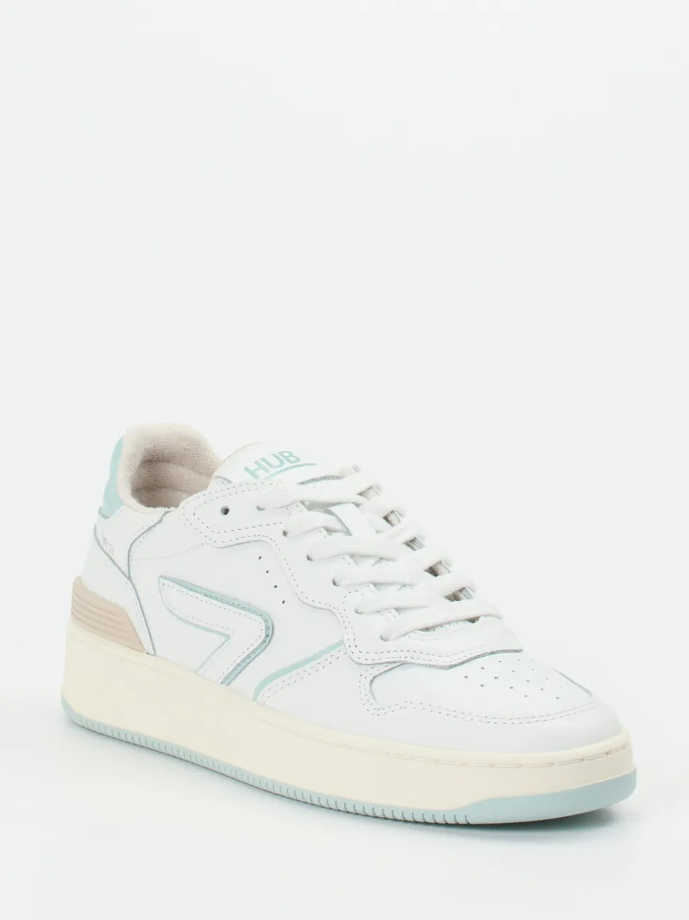 HUB – Sneaker aus Kalbleder in Weiß und Pastell