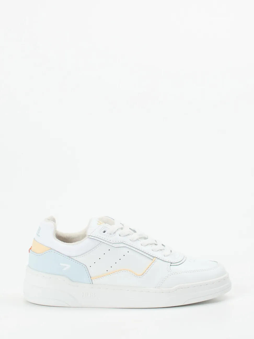 HUB – Sneaker aus Kalbleder in Weiß mit Pastell