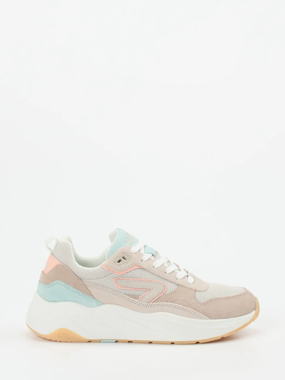 HUB – Sneaker aus Veloursleder und Mesh beige