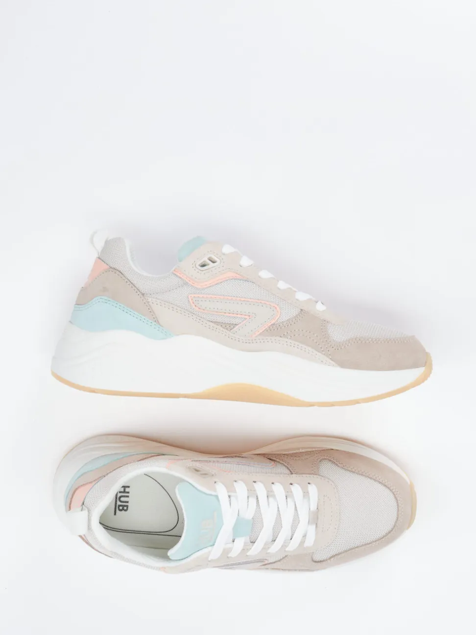 HUB – Sneaker aus Veloursleder und Mesh beige