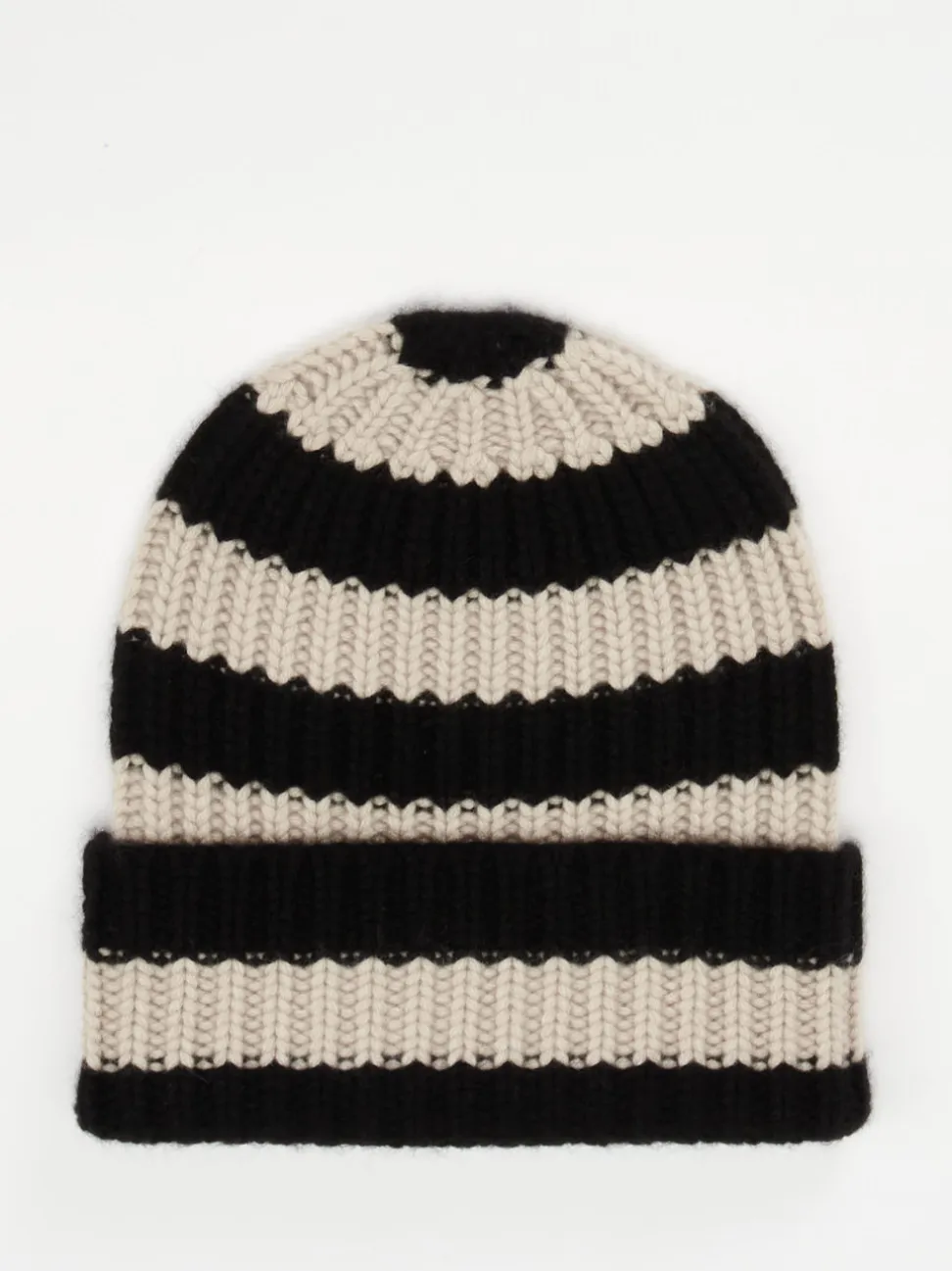 HURRAY – Strickmütze aus Kaschmir in Schwarz-Beige