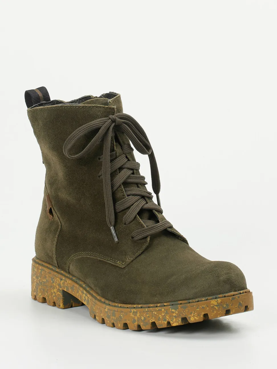 Josef Seibel – Schnürstiefelette aus Veloursleder grün