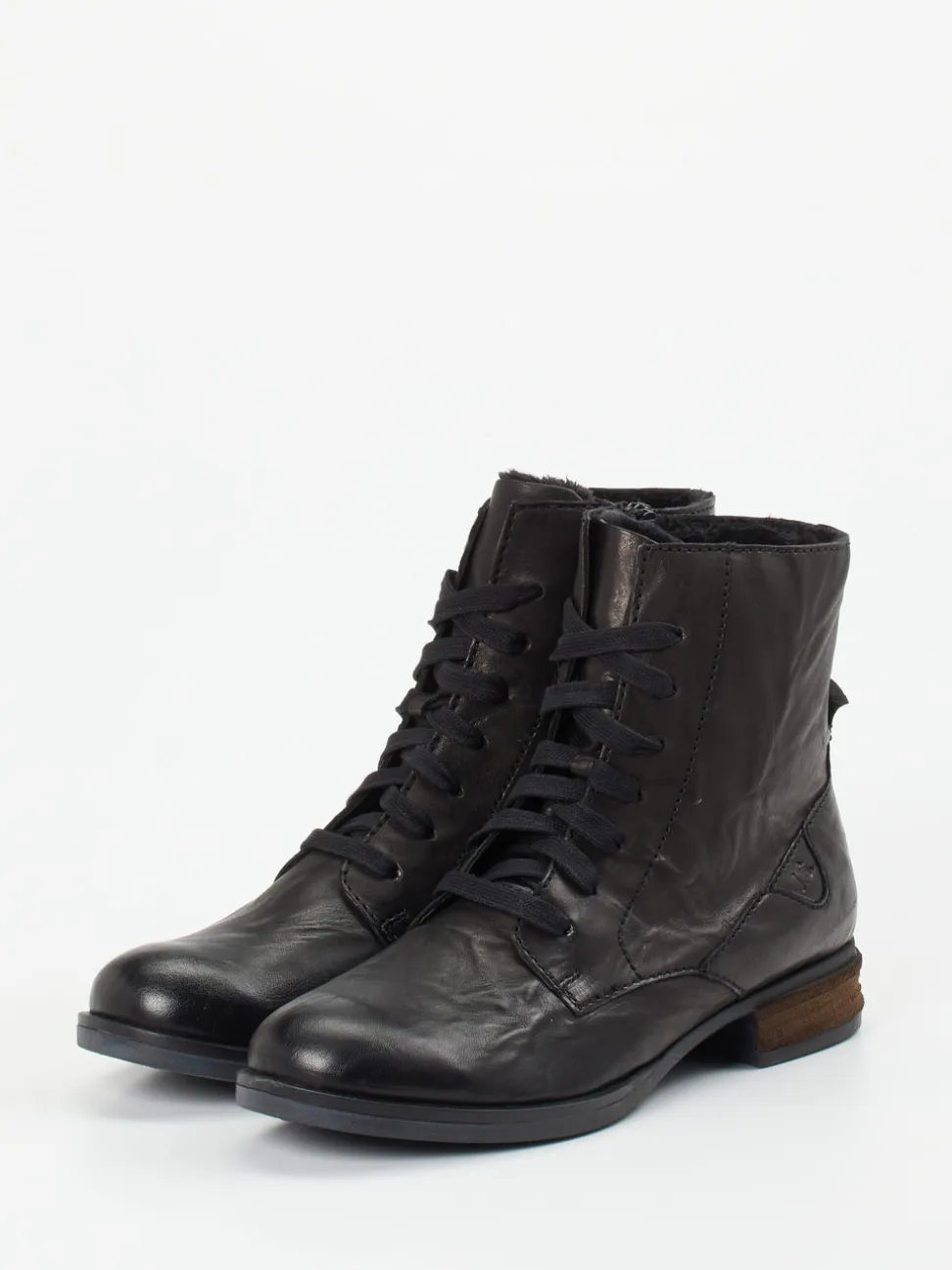 Josef Seibel – Schnürstiefelette aus Leder Schwarz