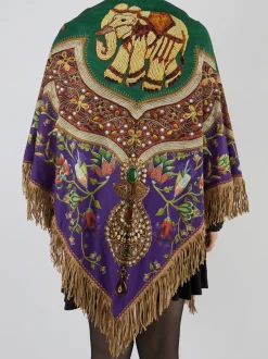 Katherina Loretta – Poncho-Tuch aus Textil mit Ethno-Print
