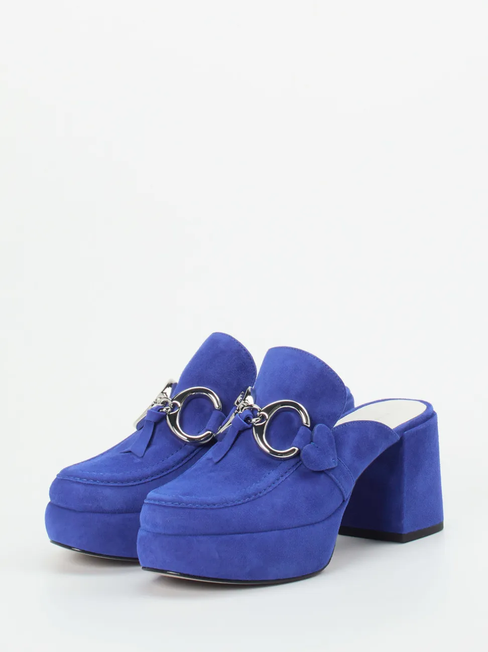 Kennel & Schmenger – Plateau-Mules aus Veloursleder Blau