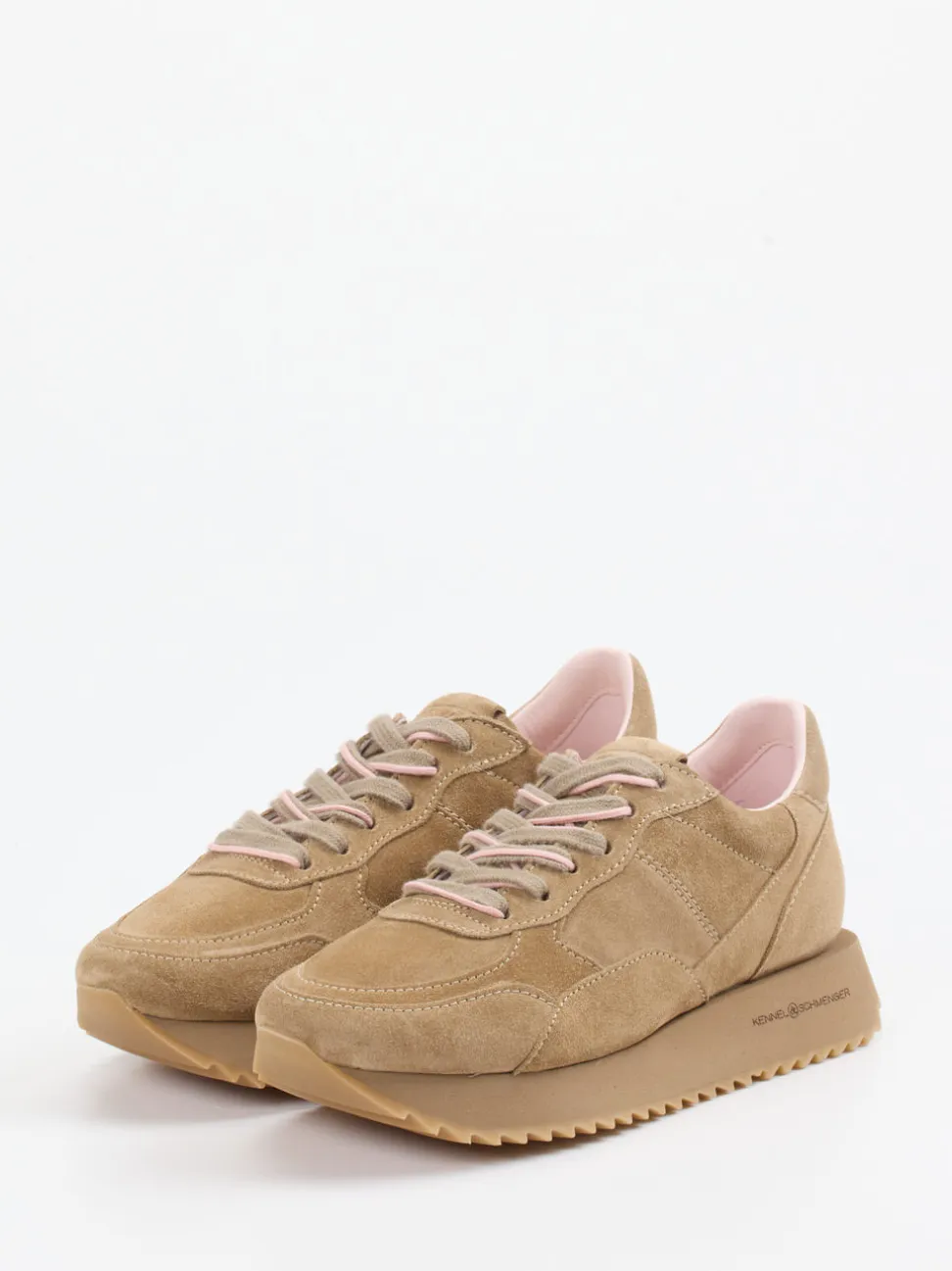 Kennel & Schmenger – Plateau-Sneaker aus Veloursleder Beige