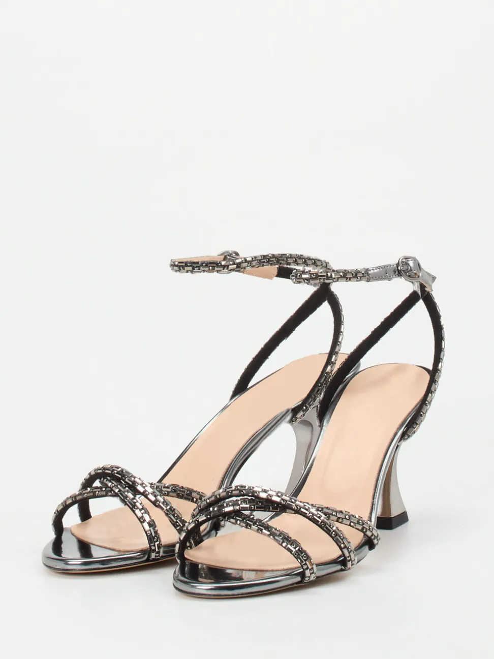 Konstantin Starke – High Heel Sandale aus Metallicleder anthrazit