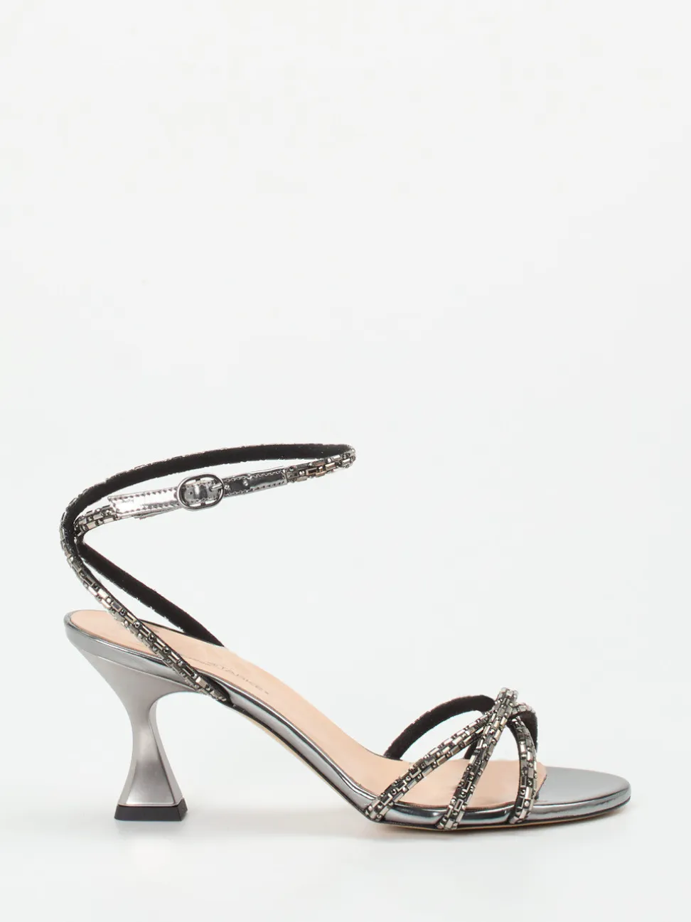 Konstantin Starke – High Heel Sandale aus Metallicleder anthrazit