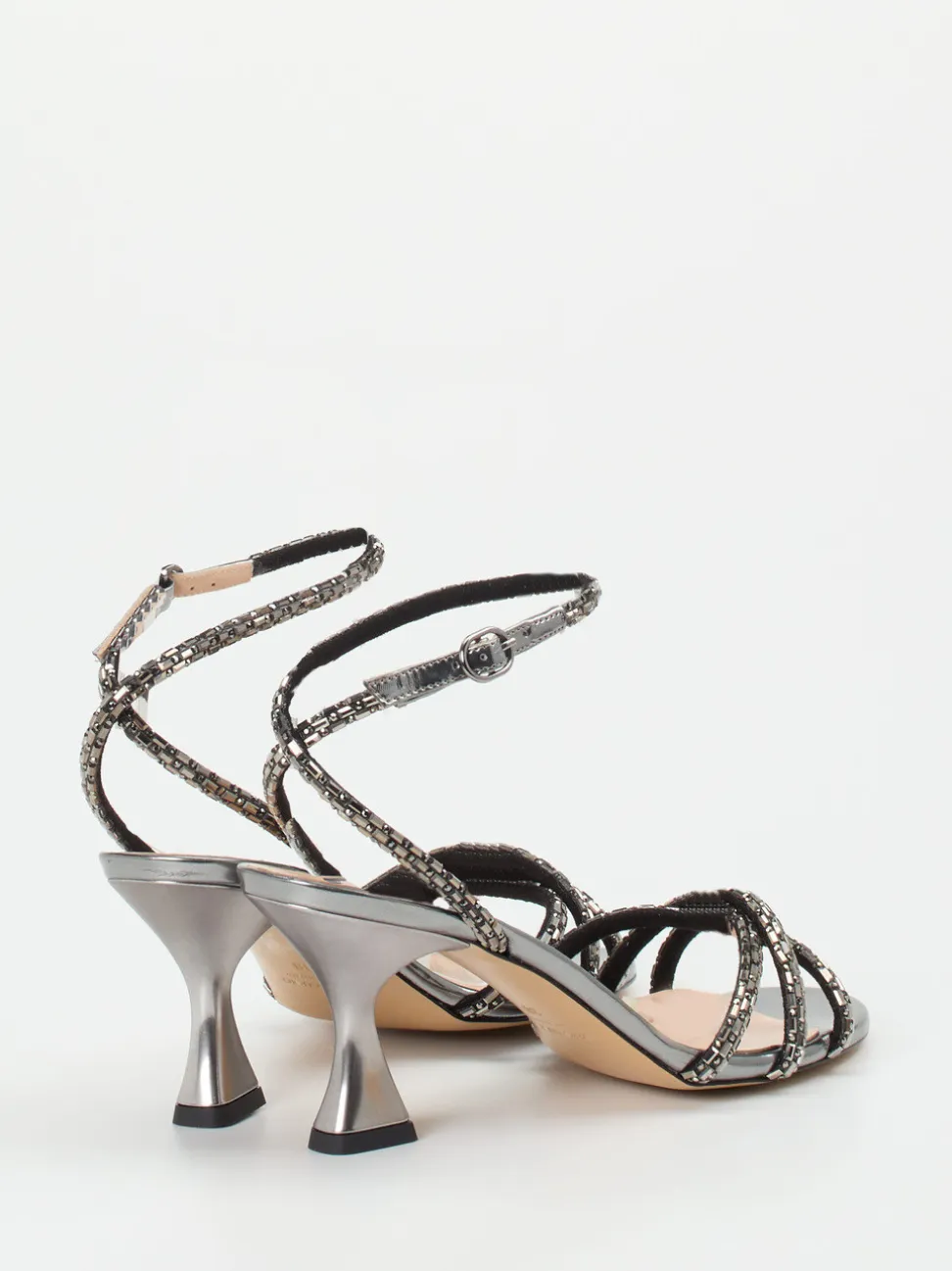 Konstantin Starke – High Heel Sandale aus Metallicleder anthrazit