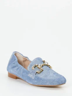 Konstantin Starke – Loafer aus Veloursleder in Jeansblau