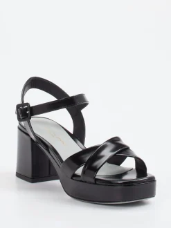 Konstantin Starke – Plateau-Sandalen aus Hochglanzleder schwarz