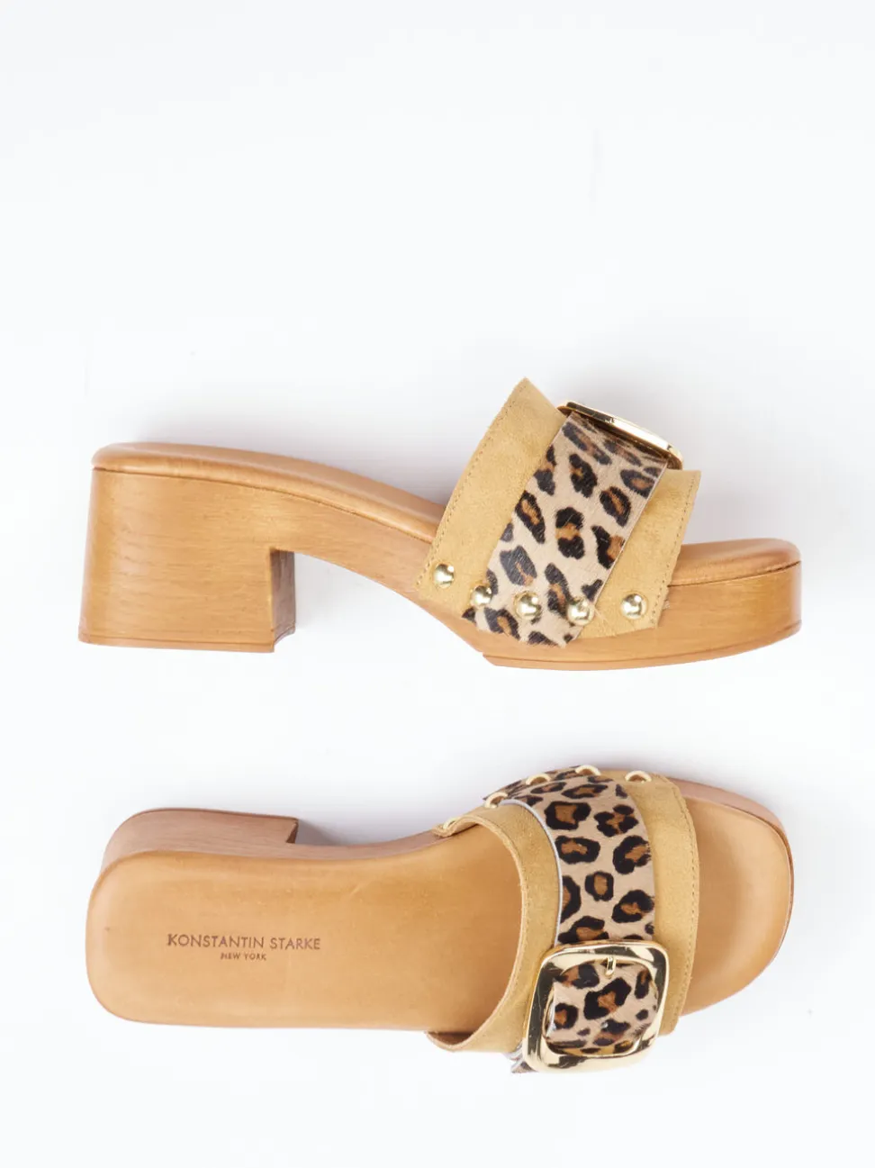 Konstantin Starke – Plateau-Mules aus Veloursleder Leoprint