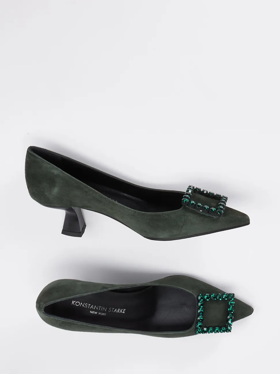 Konstantin Starke – Pumps aus Veloursleder tannengrün