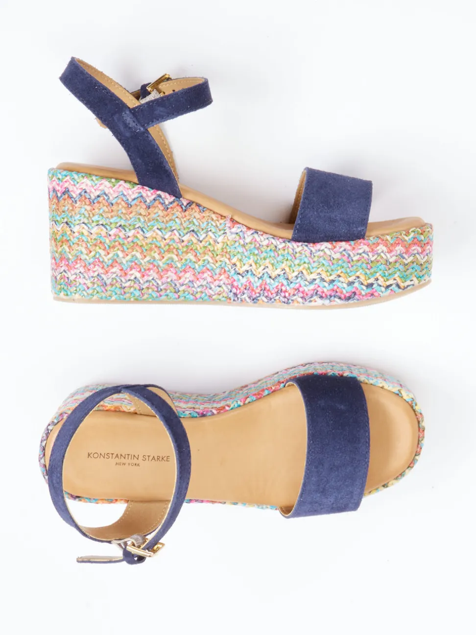 Konstantin Starke – Sandalen aus Veloursleder Dunkelblau